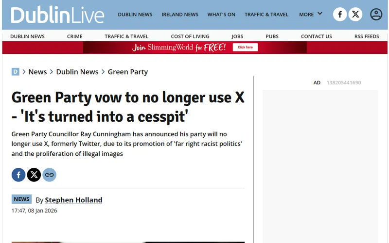 Green Party vow to no longer use X