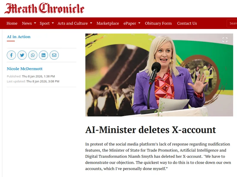 AI minister deletes X account