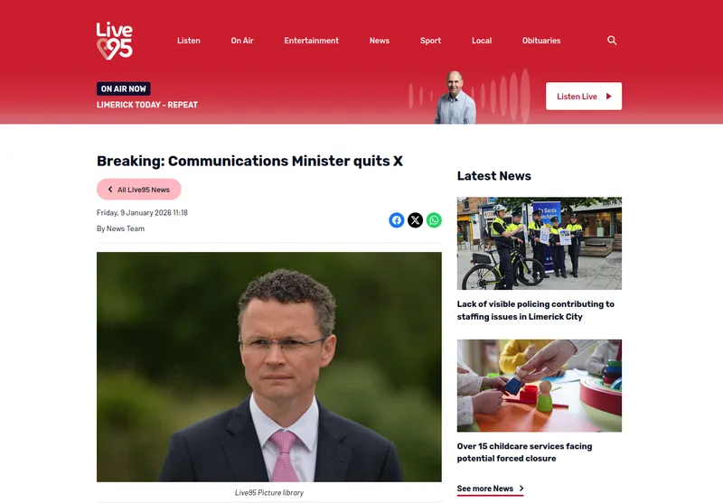 Minister for Communications and Media deletes X account